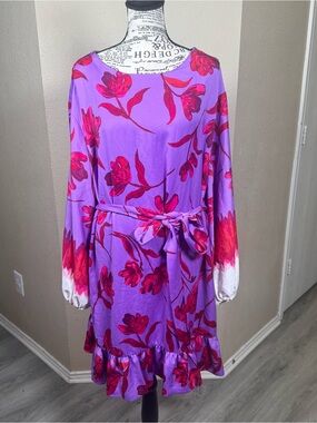 Prabal Gurung Purple Dress with Fuchsia Floral Accents